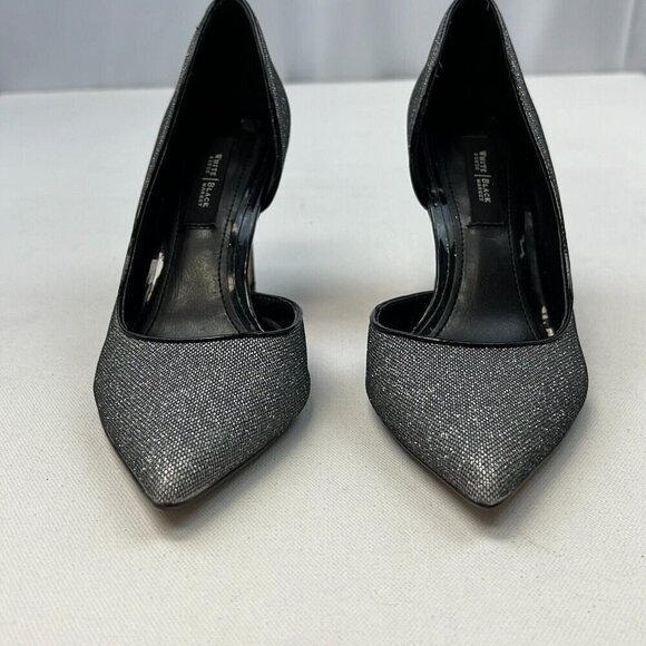 White House Black Market Womens Ella Silver Black Stiletto Pump Heels Size 7M - Picture 4 of 10